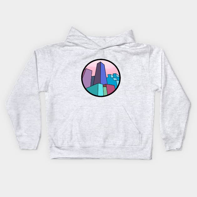 City Buildings On Pink Skies Kids Hoodie by Josh Diaz Villegas